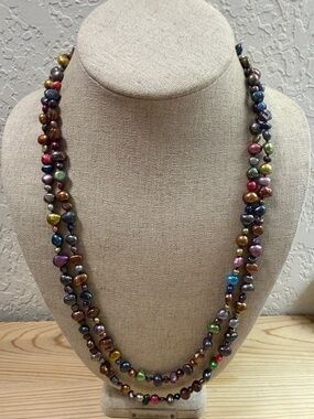 Fashion Jewelry Multicolor Double-Strand Pearl Necklace